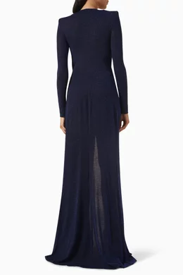 Buy Elisabetta Franchi Blue Red Carpet Maxi Dress in Lurex Jersey For Women Online Ounass UAE