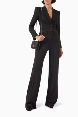 Buy Elisabetta Franchi Black Suit Jacket Bodysuit in Wool blend For Women Online Ounass UAE