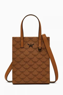 Buy MCM Brown Mini Aren Tote Bag in Lauretos Monogram Canvas For Men Online Ounass UAE