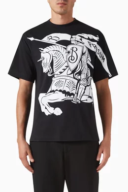 Buy Burberry Black Equestrian Knight Design-print T-shirt in