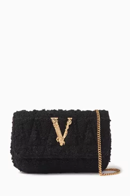 Buy Versace Black Mini Virtus Bag in Wool Blend For Women Online Ounass UAE