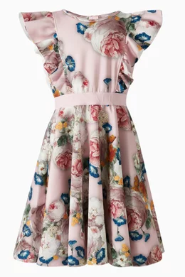 Buy Monnalisa Multicolour Baroque Rose Dress in Neoprene For Girls Online Ounass UAE