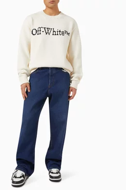 Buy Off White Neutral Big Bookish Chunky Knit Sweater in Cotton Blend For Men Online Ounass UAE