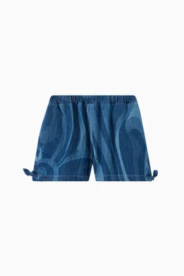Buy Emilio Pucci Blue Printed Bermuda Shorts in Denim For Girls Online Ounass UAE