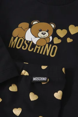 Buy Moschino Black Teddy Bear 2 piece Set in Cotton For Baby Girls Online Ounass UAE