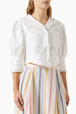 Embroidered cropped jacket top