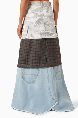 Buy Balenciaga Grey Layered Maxi Cargo Skirt in Virgin Wool