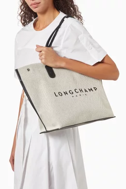 Buy Longchamp White Large Essential Toile Tote Bag in Canvas For Women Online Ounass UAE