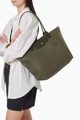 Longchamp khaki large tote top