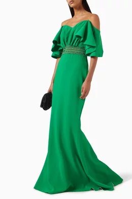 Buy NASS Green Bead embellished Maxi Dress For Women Online Ounass UAE
