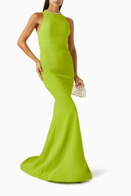 Buy NASS Green Crystal embellished Maxi Dress For Women Online Ounass UAE