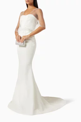 Buy NASS White Crystal embellished Cape Maxi Dress For Women Online Ounass UAE