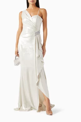 Buy NASS White Crystal embellished Maxi Dress For Women Online Ounass UAE