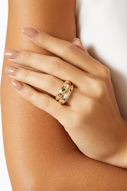 Buy Sim and Roz Yellow Treasured Diamond Multicoloured Stones Ring in 14kt Gold For Women Online Ounass UAE