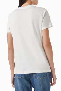 Buy Moncler White Short sleeve Logo T shirt in Cotton For Women Online Ounass UAE