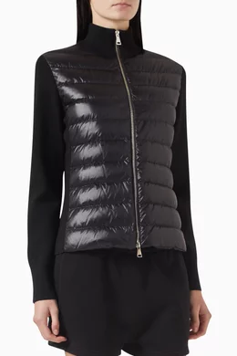 Buy Moncler Black Padded Zip up Cardigan in Wool Nylon For Women Online Ounass UAE