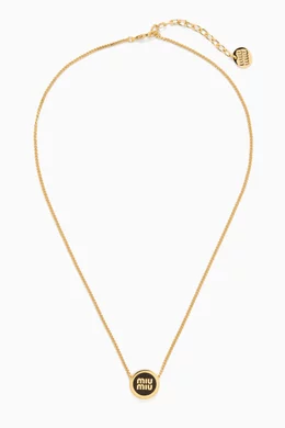 ネックレス・ペンダント Miu Miu Black Enamel And Golden Brass Necklace Miu Miu Gold Metal Necklace | italist