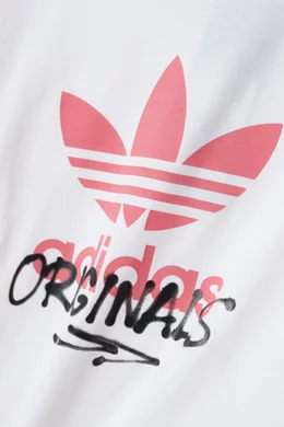 Buy adidas White Graffiti Logo T shirt in Cotton jersey For Boys Online Ounass UAE