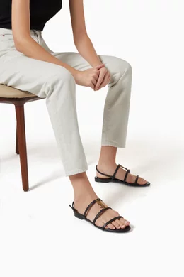Buy SAINT LAURENT Black Cassandra Sandals in Leather For Women