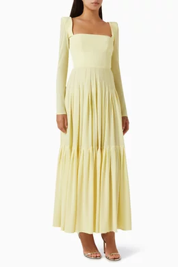 Buy Alex Perry Yellow Long sleeve Midi Dress in Crepe Jersey For Women Online Ounass UAE