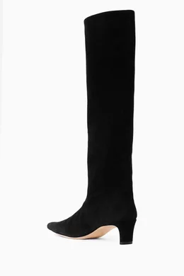 Suede black long boots on sale