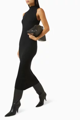 Buy Enza Costa Black Ribbed Sleeveless Midi Dress in Silk blend For Women Online Ounass UAE