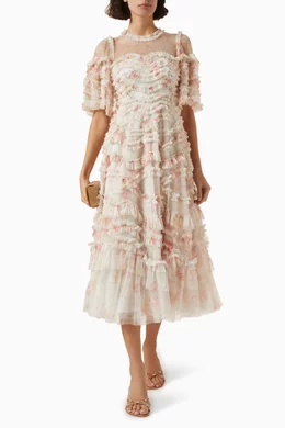 Buy Needle Thread Multicolour Enchanted Garden Midi Dress in Tulle For Women Online Ounass UAE