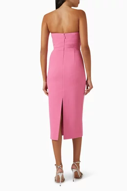 Buy Rebecca Vallance Pink Aubree Strapless Midi Dress in
