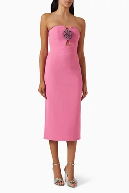 Buy Rebecca Vallance Pink Aubree Strapless Midi Dress in