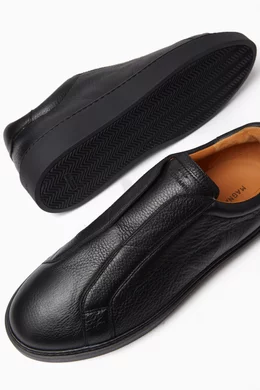 Buy Magnanni Black Lotto Slip on Sneakers in Leather For Men Online Ounass UAE