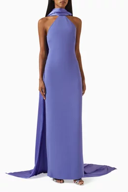Buy Solace London Blue Ophelia Halterneck Gown For Women Online | Ounass UAE