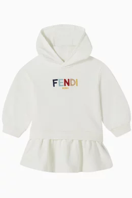 Buy Fendi White Logo Embroidered Hoodie Dress For Baby Girls Online Ounass UAE