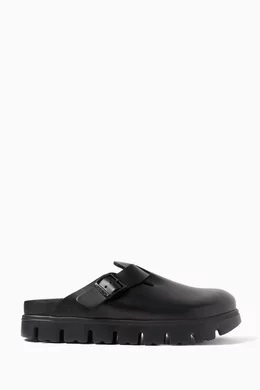 Buy Birkenstock Black Boston Chunky Clog Sandals in Leather For Women Online Ounass UAE