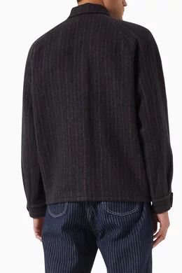Buy KENZO Blue Stripe Blouson Jacket in Wool For Men Online