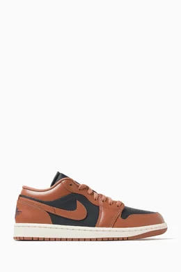 Buy Jordan Brown Air Jordan 1 Low top Sneakers in Leather For Women Online Ounass UAE