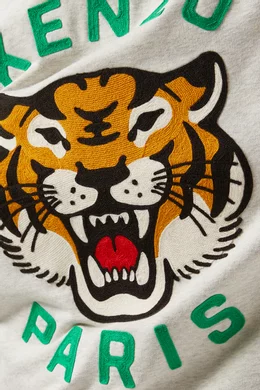 Buy KENZO Grey Unisex Lucky Tiger Embroidered Sweatshirt in Cotton For Men Online Ounass UAE