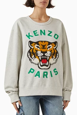 Embroidered tiger sweatshirt clearance