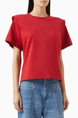 【送料&関税込】Isabel Marant Zelitos T-shirt In Red Cotton Isabel Marant Zelitos T-Shirt in Red | Lyst