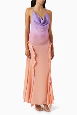 Buy MW Pink Asta Open-back Maxi Dress in Silk Chiffon For Women Online