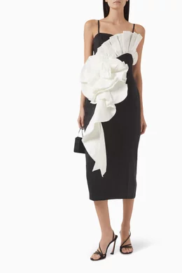 Buy Aje Black Parallels Spiral Midi Dress For Women Online