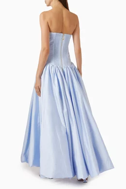Buy Aje Blue Violette Bubble-hem Gown in Cotton For Women Online