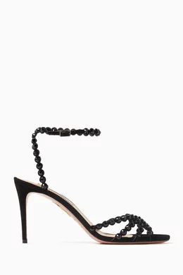 Buy Aquazzura Black Tequila 85 Sandals in Suede For Women Online  