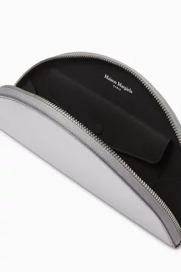 Buy Maison Margiela Grey Mini Half Moon Pouch in Metallic Saffiano