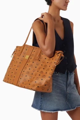 Buy MCM Brown Large Reversible Liz Shopper Visetos Tote Bag in