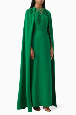 Embellished cape maxi dress outlet