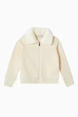 Buy Moncler Enfant Neutral Zip up Cardigan in Cotton Wool For Girls Online Ounass UAE