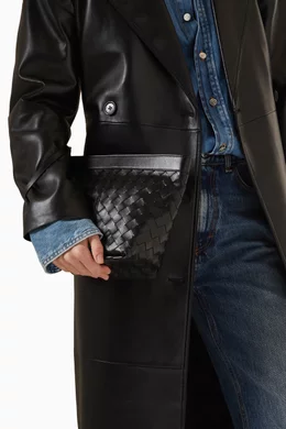 【関税&送料込】Bottega Veneta POUCH FLIP FLAP SMALL PRISM Bottega Veneta Flip Flap Small Prism Canvas & Leather Pouch