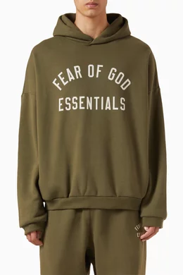 Buy Fear of God Essentials Green Logo Hoodie in Core Fleece For Men Online Ounass UAE