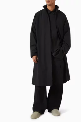 ジャケット・アウター FEAR OF GOD HIGH NECK TRENCH COAT Buy Fear of God Essentials Black Field Trench Coat in Bonded Nylon