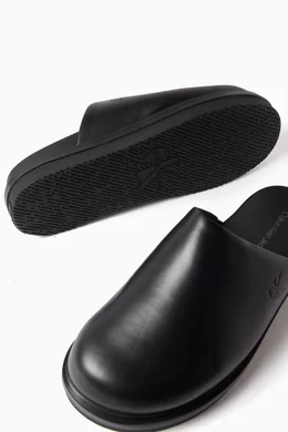 Mens leather clog slippers outlet